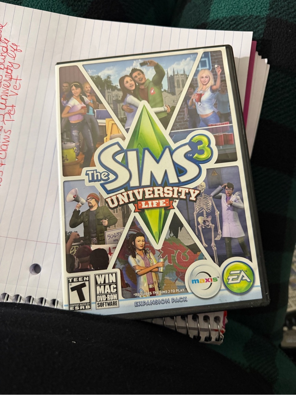 Origins The Sims 3 University Life Expansion Pack — Green, Blue, White Artwork